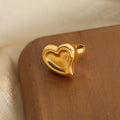 Chunky Heart Signet Ring Polished Gold Steel Tones view 3