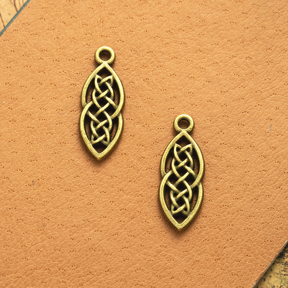 Openwork Chinese Knot Alloy Charm Pendant 26x10mm