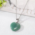 Silver Tone Heart Stone Style Pendant Necklaces in Eleven Colors view 6