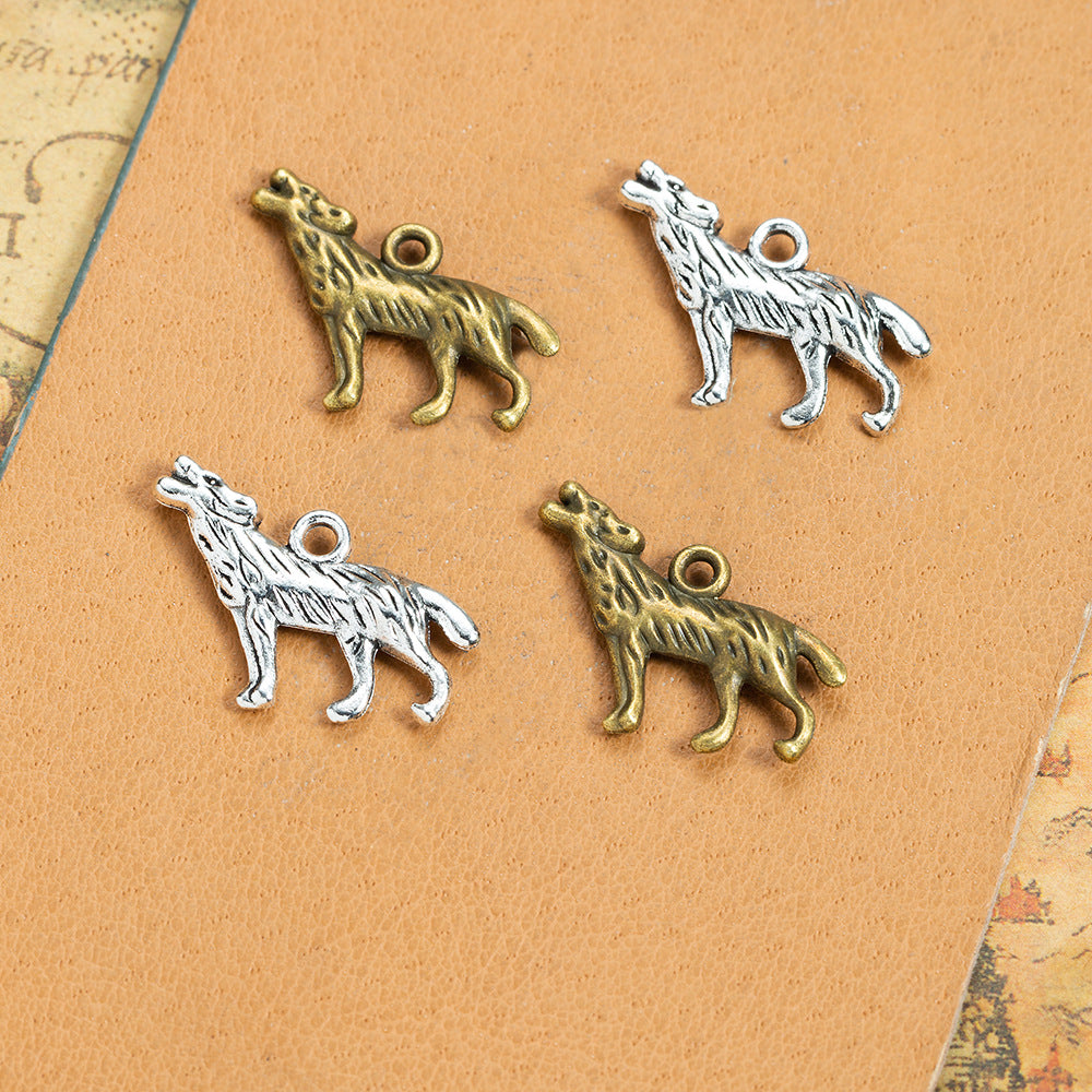 25x18mm Double-Sided Vintage Wolf Alloy Charm Pendant