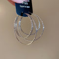 Gold Tone Triple Layer Hoop Geometric Statement Earrings view 6