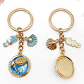 Six Blue Seahorse Shell Ocean Metal Keychain Designs view 2