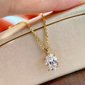 Oval Clear Solitaire Stud Earrings And Pendant Necklace Gold Tone view 7