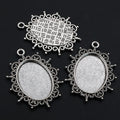 Ornate Oval 18x25mm Cabochon Pendant Trays in Two Finishes view 7