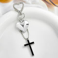 Puffy Heart Charm Keychain with Bow, Cross, and Clover Designs view 7