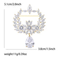 Crystal Olive Branch Frame Brooch In Two Tones With Polished Metal Detail view 5