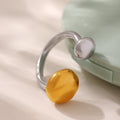 Double Round Disc Open Rings Stainless Steel Gold Steel Tone view 2