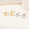 Stainless Steel Airplane Stud Earrings in Gold and Silver Tone view 1