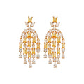 Gold Yellow Crystal Chandelier Drop Earrings Statement Jewelry view 5