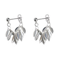 Silver Tone Leaf Cluster Chain Tassel Stud Earrings For Women view 5