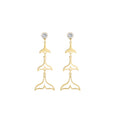 Gold Mermaid Tail Cascade Drop Earrings Crystal Stud view 5