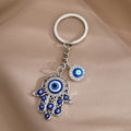 Gold and Silver Tone Hamsa and Heart Eye Split Ring Keychains view 2