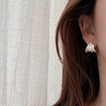 Brushed Layered C Stud Earrings In Gold And Silver view 4
