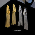 Metal Wheat Spray Chain Tassel Earrings In Silver Tone view 1