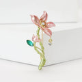 Slender Stem Enamel Flower Brooch in Pink and Purple view 2