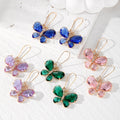 Faceted Butterfly Crystal Drop Earrings Gold Hooks 4 Colors view 1