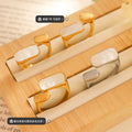 Gold And Steel Open Rings Rectangular White Shell Inlay view 2