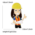 Enamel Woman Engineer Brooch With Rolled Plans for Jackets Scarves and Lapels view 6