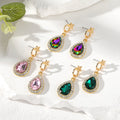 Gold Tone Crystal Teardrop Star Stud Drop Earrings view 1