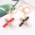 Rhinestone Airplane Keychain Gold Metal Star Wing Bag Charm view 1