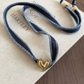 Denim Cord Heart Pendant Necklaces In Blue And Red view 6