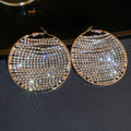 Crystal Pave Oversized Round Disc Statement Earrings view 7