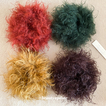 Fuzzy Plush Curly Scrunchie Hair Tie Band 4 Colors