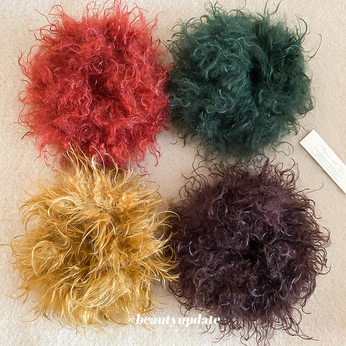 Fuzzy Plush Curly Scrunchie Hair Tie Band 4 Colors