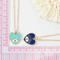 Gold Tone Colorful Enamel Heart Evil Eye Pendant Necklaces view 2