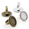 Oval Cabochon Ring Blanks in Silver and Antique Bronze view 5