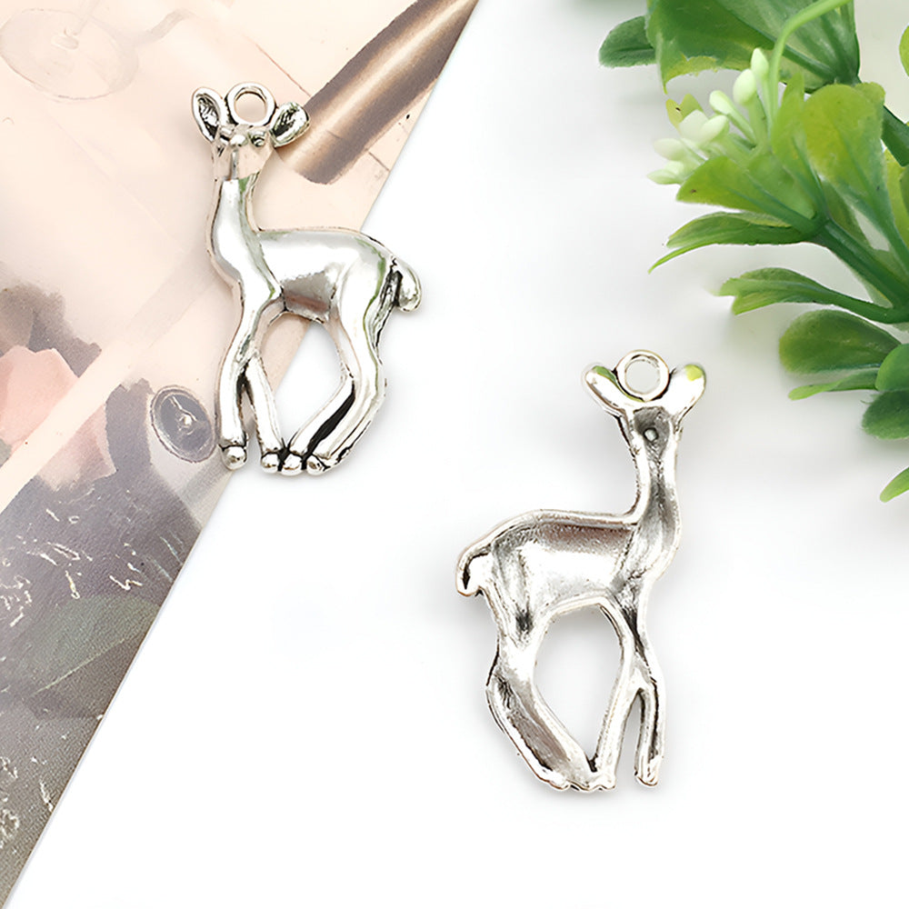 Antique Silver Zinc Alloy Elk Animal Charm Pendant for Christmas DIY Jewelry Making