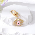 Gold Tone Crystal Halo Enamel Evil Eye Clip Keychains in Five Colors view 4