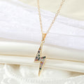 Gold Tone Multicolor Crystal Lightning and Crescent Horn Necklaces view 4
