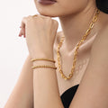 Gold Steel Bead Sliding Bolo Bracelets 6mm and 4mm view 4