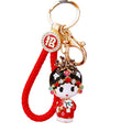 Chinese Opera Character Keychains with Pom Poms and Bare Wrist Loops view 5