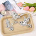 Rhinestone Bird Hanging Ornament Silver Metal Tree Charm view 2