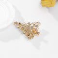 Green Gold Tone Christmas Tree Pearl Look Metal Brooch Pin view 3