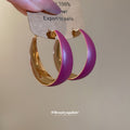 Green Enamel Wide Hoop Earrings With Gold Tone Interior view 4