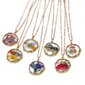 Gold Wavy Frame Resin Dried Flower Pendant Necklaces 7 Styles view 5