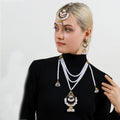 Layered Pearl Look Necklace Earring and Headpiece Jewelry Sets view 10