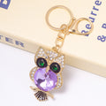 Gem Belly Owl Keychain Gold Clasp Pink Purple Blue Styles view 7