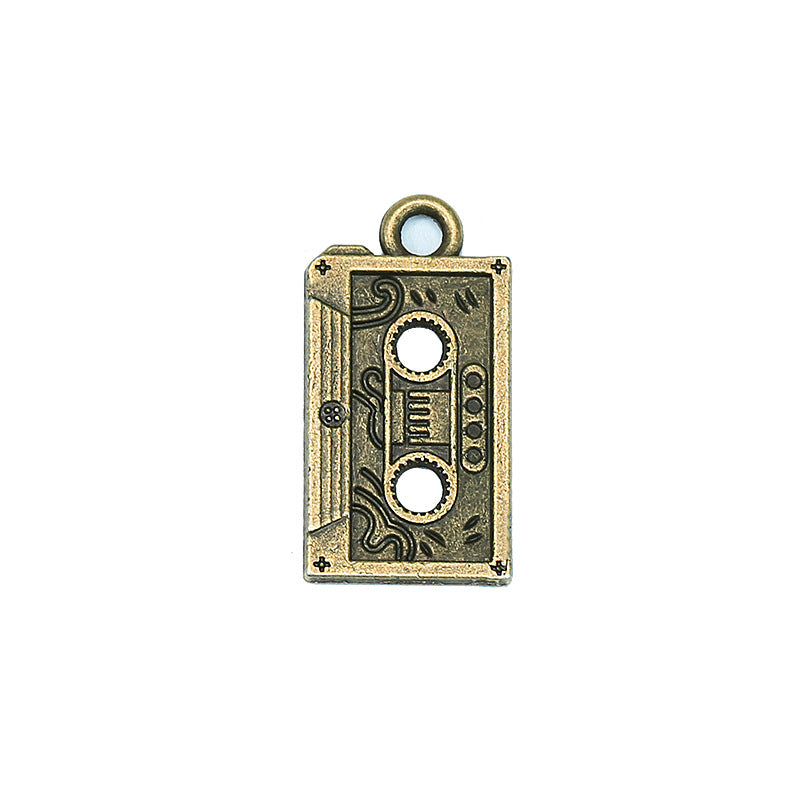 Alloy Cassette Tape Charm Pendant 23x12mm