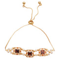 Gold Tone Pearl Flower Adjustable Bracelets Purple Or Red Square view 5
