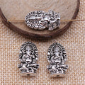 Double-Sided Ganesha Large-Hole Bead in Antique Silver Tone view 2