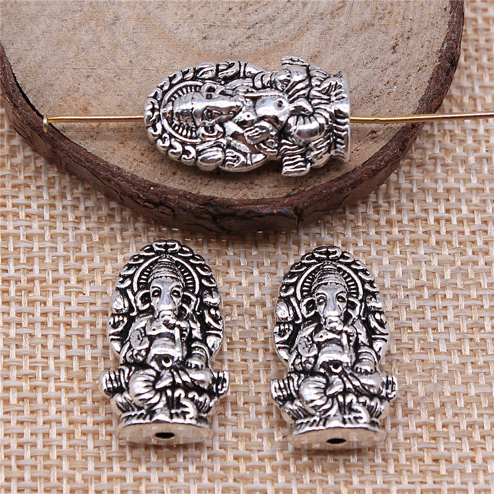 14x22mm 5.5g Zinc Alloy Ganesha Elephant Large Hole Double Sided Beads for DIY Bracelet Jewelry Making