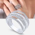 Layered Curved Pave Wide Ring In Gold And Silver Tones view 1