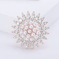 Pearl Cluster Sunburst Brooch Rhinestone Starburst Pin view 6