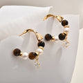 Gold-Tone Beaded Hoop Earrings With Clear Heart Charms view 3