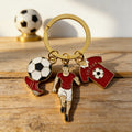 Enamel Soccer Triple Charm Keychain Gold Split Ring view 4