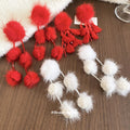 Red Pom Pom and Tassel Statement Earrings in Three Styles view 2